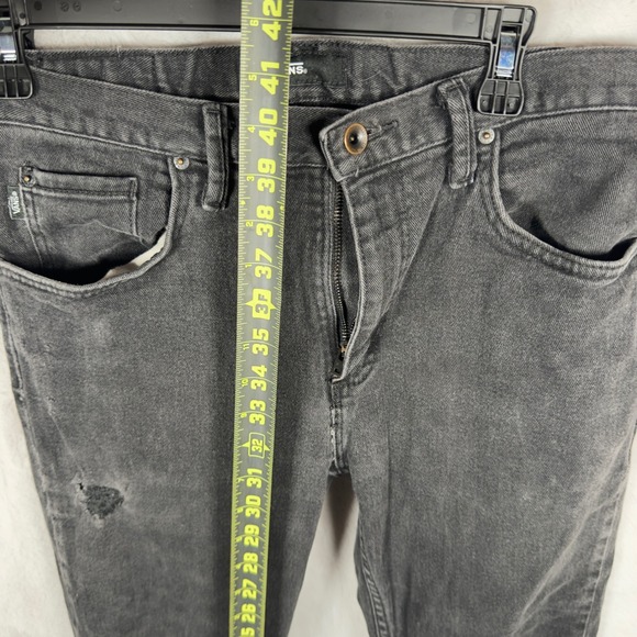 Vans Off The Wall Mens Jeans 32x32 Black Straight Leg Distressed Zip Fly‎ - Picture 5 of 7